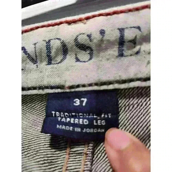 EXC Lands' End Black Traditional Fit Tapered Leg Denim Jeans Men's Size 37x32 - Picture 8 of 11